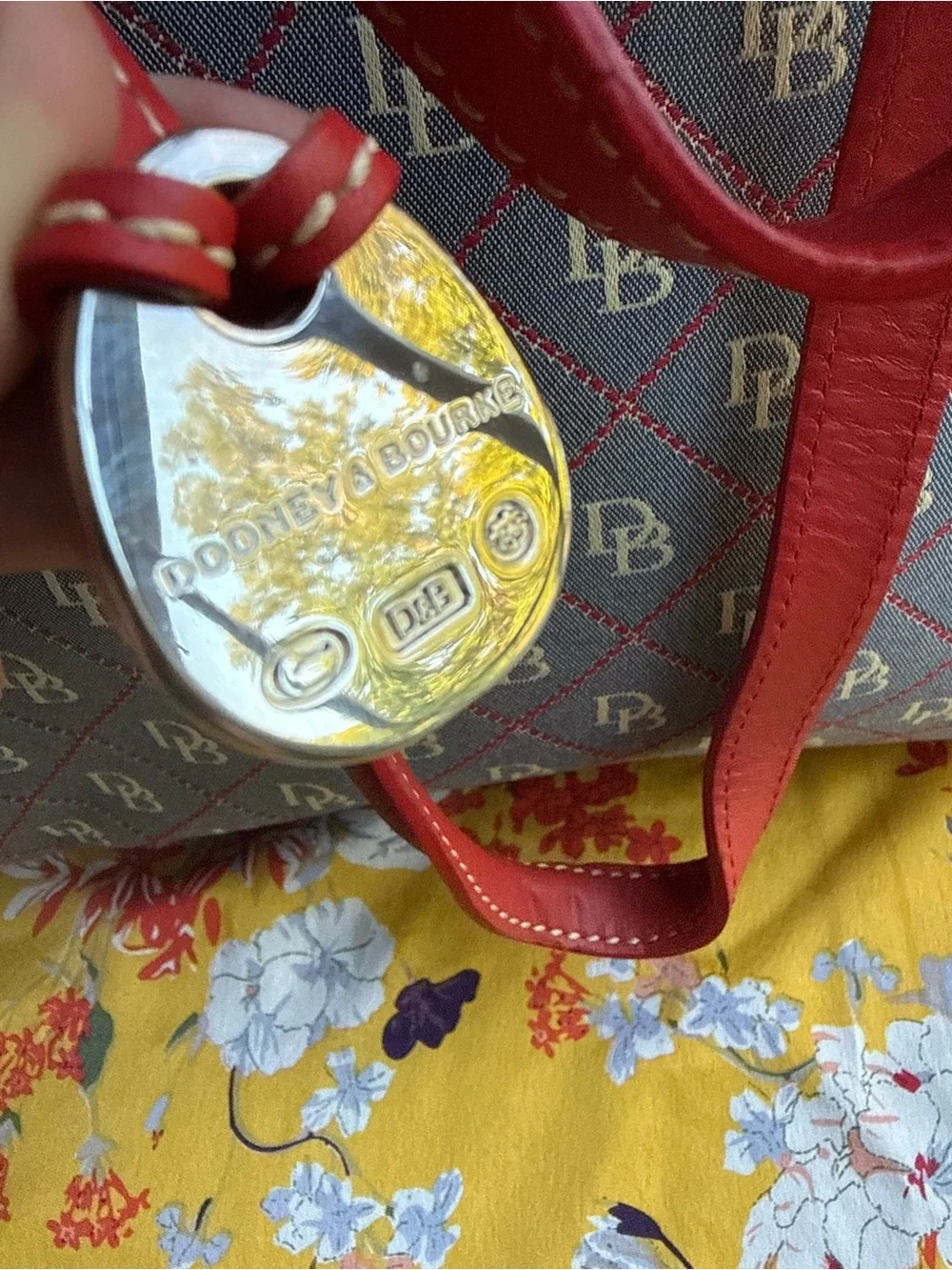 Dooney & Bourke Red Trim Monogram Tote